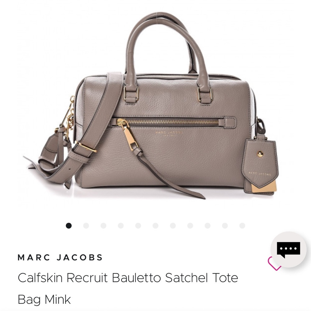 Marc Jacobβs Calfskin Recruit Bauletto Satchel Purse Bag Mink Gray - Picture 2 of 14